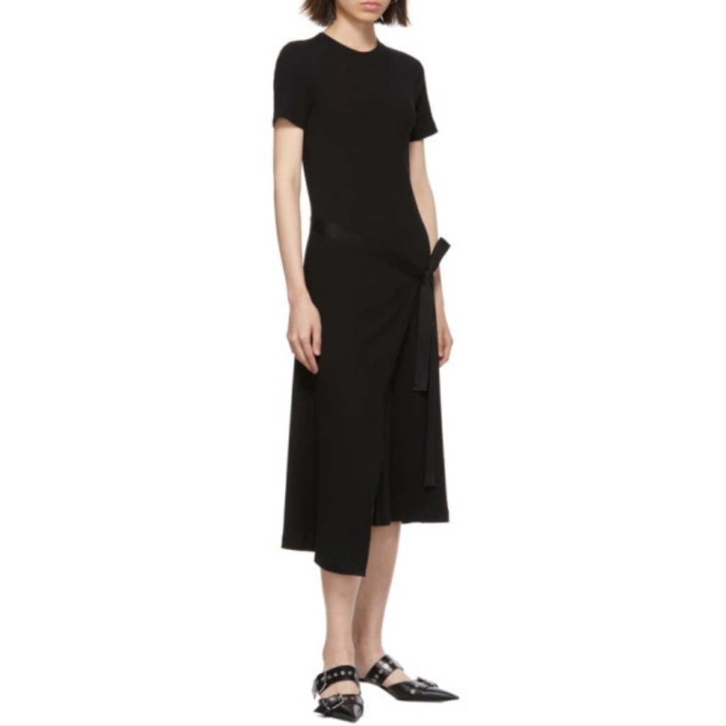 Rosetta Getty Black Short Sleeve Apron Wrap Dress Size Xs
